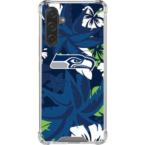 NFL Seattle Seahawks Tropical Print Galaxy A17 Clear Case