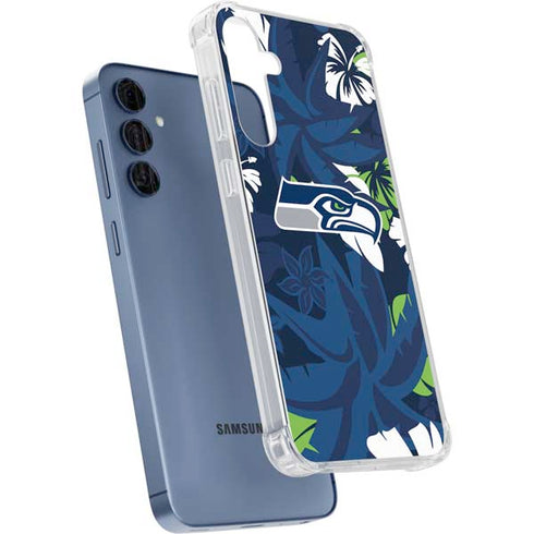 NFL Seattle Seahawks Tropical Print Galaxy A55 5G Clear Case