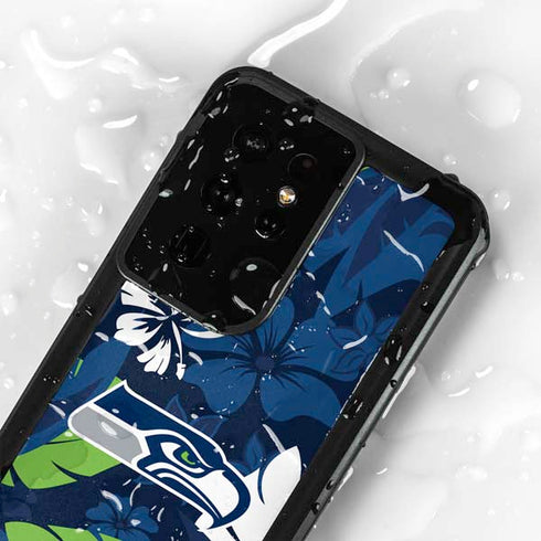 NFL Seattle Seahawks Tropical Print Galaxy S24 Ultra Waterproof Case