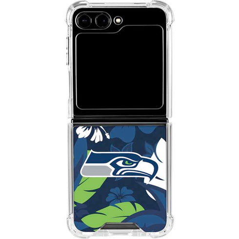 NFL Seattle Seahawks Tropical Print Galaxy Z Flip6 Clear Case