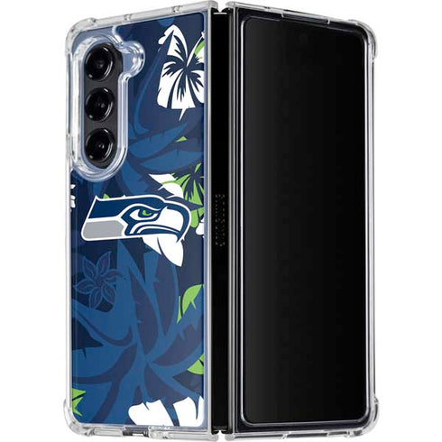 NFL Seattle Seahawks Tropical Print Galaxy Z Fold5 5G Clear Case