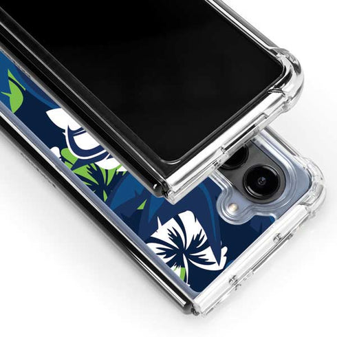NFL Seattle Seahawks Tropical Print Galaxy Z Fold5 5G Clear Case