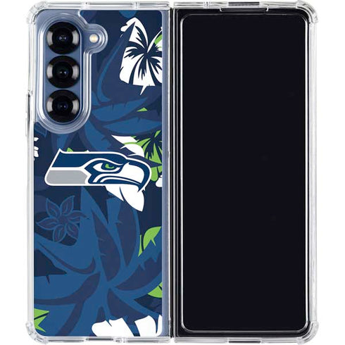 NFL Seattle Seahawks Tropical Print Galaxy Z Fold6 Clear Case