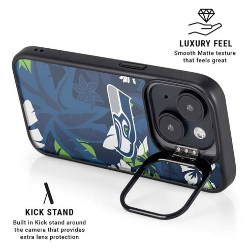 NFL Seattle Seahawks Tropical Print iPhone 14 Kickstand Case