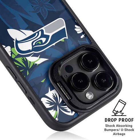 NFL Seattle Seahawks Tropical Print iPhone 14 Pro Kickstand Case