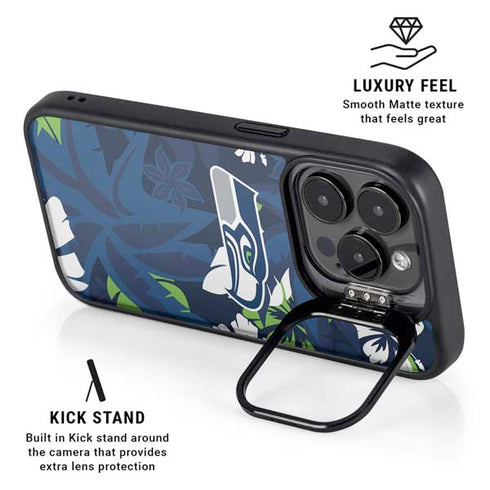 NFL Seattle Seahawks Tropical Print iPhone 14 Pro Max Kickstand Case