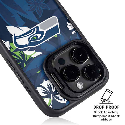 NFL Seattle Seahawks Tropical Print iPhone 14 Pro Max Kickstand Case