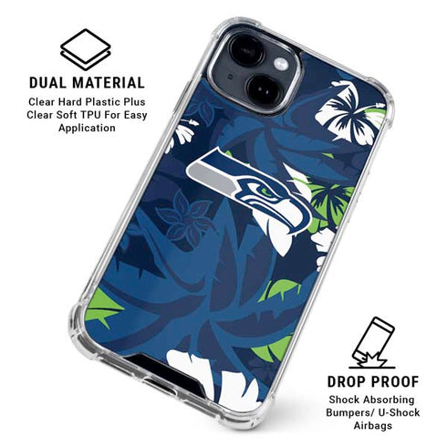 NFL Seattle Seahawks Tropical Print iPhone 15 Clear Case