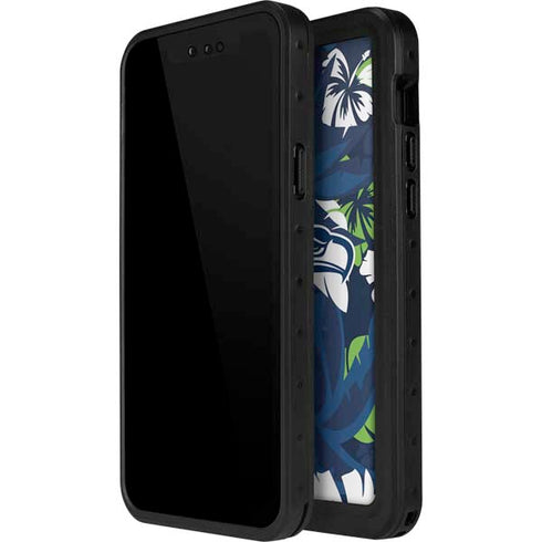 NFL Seattle Seahawks Tropical Print iPhone 15 Plus Waterproof Case