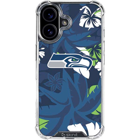 NFL Seattle Seahawks Tropical Print iPhone 16 Clear Case