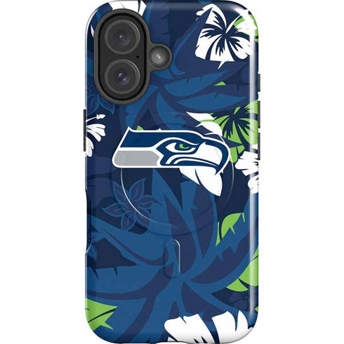 NFL Seattle Seahawks Tropical Print iPhone 16 Magsafe Impact Case