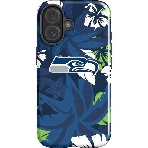 NFL Seattle Seahawks Tropical Print iPhone 16 Plus Impact Case