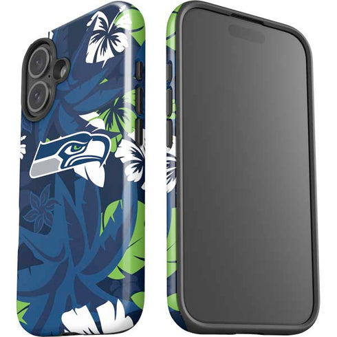 NFL Seattle Seahawks Tropical Print iPhone 16 Plus Impact Case