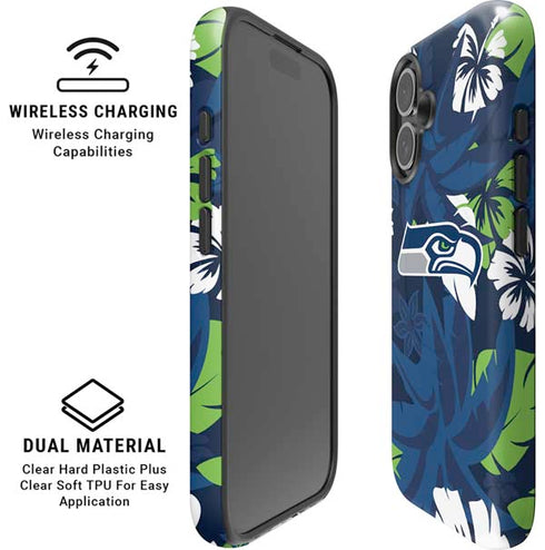 NFL Seattle Seahawks Tropical Print iPhone 16 Plus Magsafe Impact Case