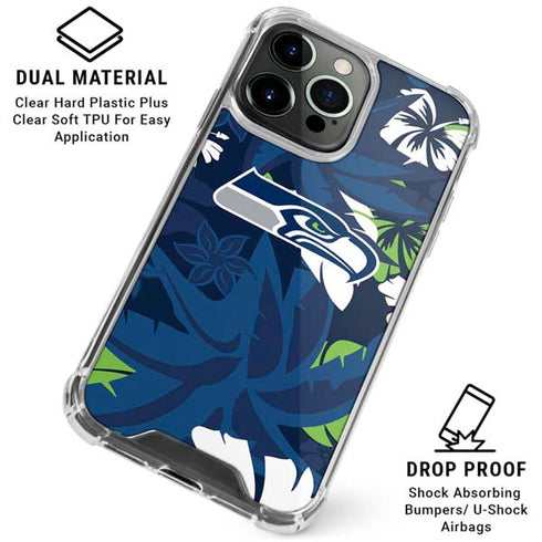 NFL Seattle Seahawks Tropical Print iPhone 16 Pro Max Clear Case