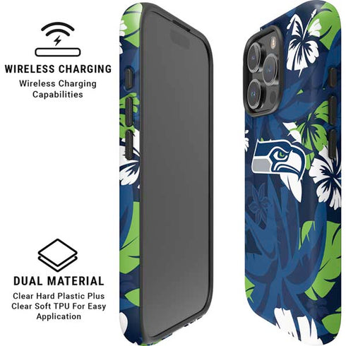 NFL Seattle Seahawks Tropical Print iPhone 16 Pro Max Magsafe Impact Case