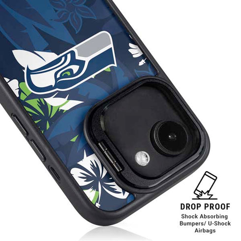 NFL Seattle Seahawks Tropical Print iPhone 16e Kickstand Case