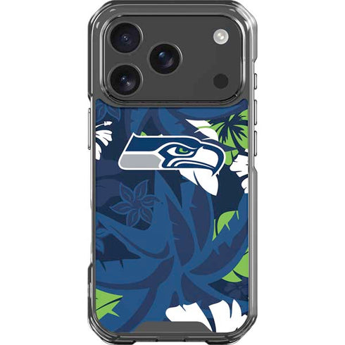 NFL Seattle Seahawks Tropical Print iPhone 18 Pro Clear Case