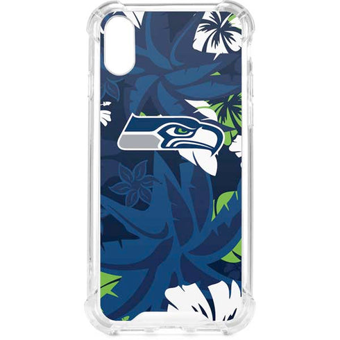 NFL Seattle Seahawks Tropical Print iPhone XS Clear Case