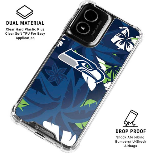 NFL Seattle Seahawks Tropical Print Moto G Power 5G (2024) Clear Case