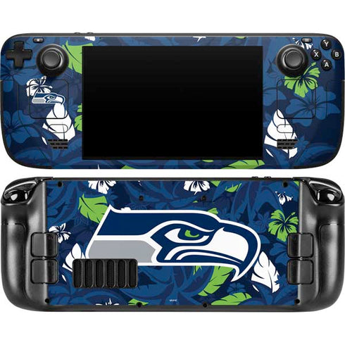 NFL Seattle Seahawks Tropical Print Steam Deck Handheld Gaming Computer OLED Skin