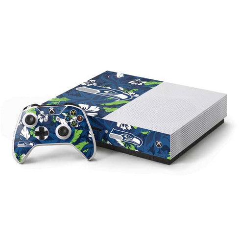 NFL Seattle Seahawks Tropical Print Xbox One S Console and Controller Bundle Skin