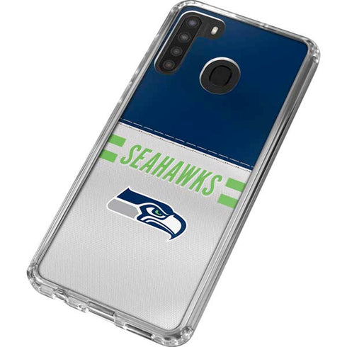 NFL Seattle Seahawks White Striped Galaxy A21 Clear Case