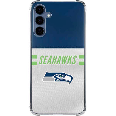 NFL Seattle Seahawks White Striped Galaxy A55 5G Clear Case
