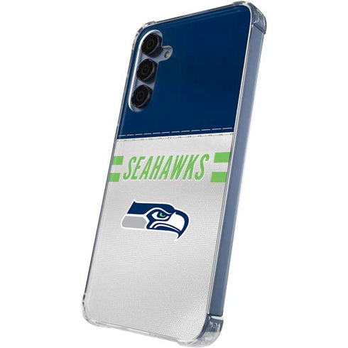 NFL Seattle Seahawks White Striped Galaxy A55 5G Clear Case