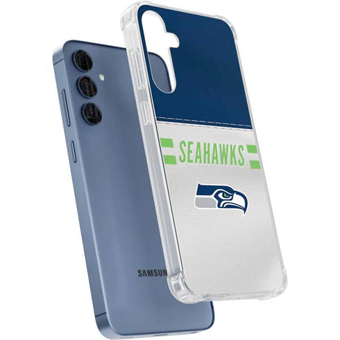NFL Seattle Seahawks White Striped Galaxy A55 5G Clear Case