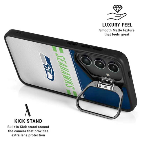 NFL Seattle Seahawks White Striped Galaxy S25 Plus Kickstand Case