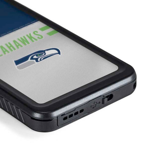 NFL Seattle Seahawks White Striped Galaxy S24 Plus Waterproof Case