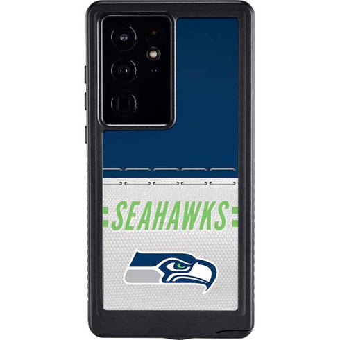 NFL Seattle Seahawks White Striped Galaxy S24 Ultra Waterproof Case