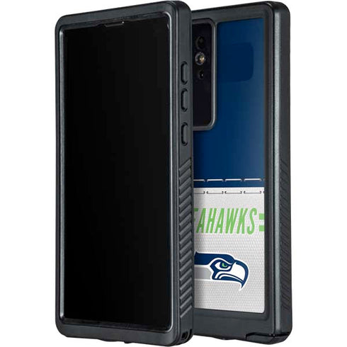 NFL Seattle Seahawks White Striped Galaxy S24 Ultra Waterproof Case