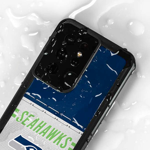 NFL Seattle Seahawks White Striped Galaxy S24 Ultra Waterproof Case