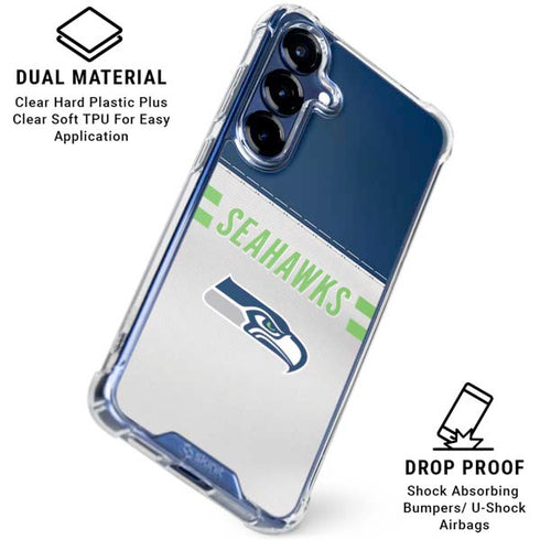 NFL Seattle Seahawks White Striped Galaxy S25 Plus Clear Case