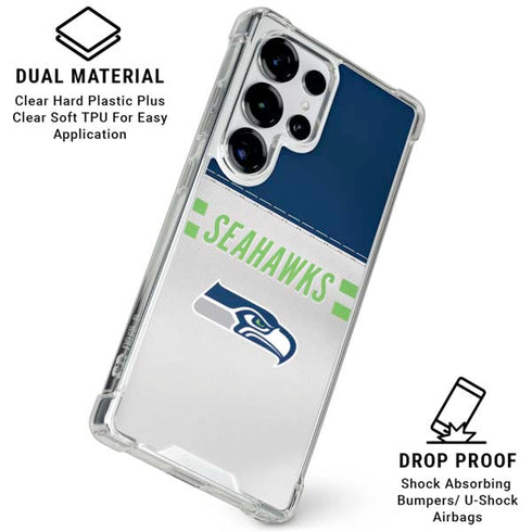 NFL Seattle Seahawks White Striped Galaxy S25 Ultra Clear Case