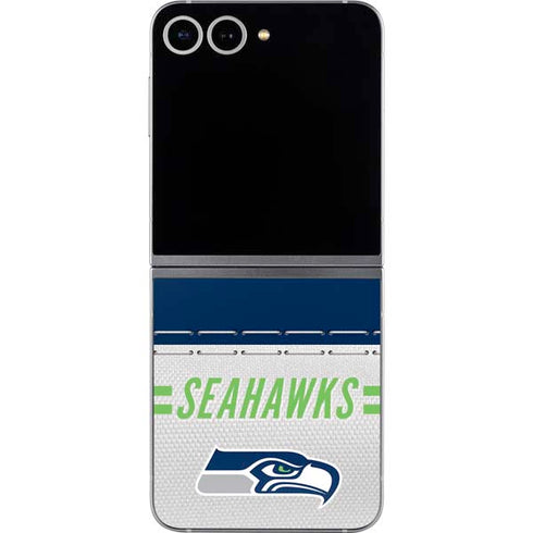 NFL Seattle Seahawks White Striped Galaxy Z Flip6 Skin