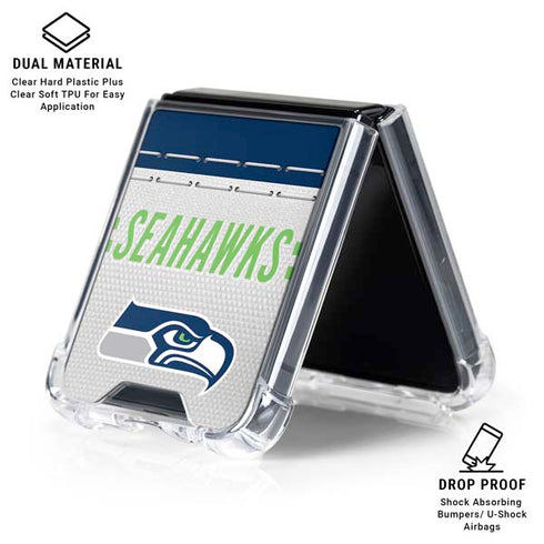 NFL Seattle Seahawks White Striped Galaxy Z Flip6 Clear Case