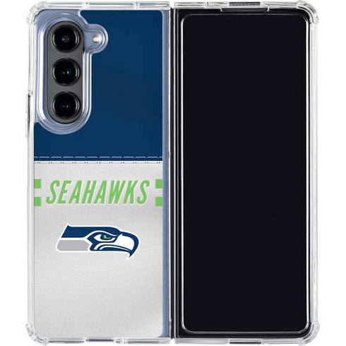 NFL Seattle Seahawks White Striped Galaxy Z Fold5 5G Clear Case