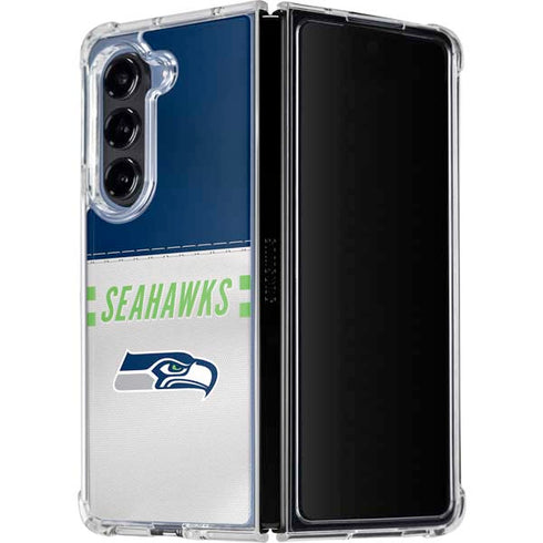 NFL Seattle Seahawks White Striped Galaxy Z Fold5 5G Clear Case