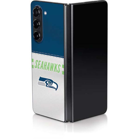 NFL Seattle Seahawks White Striped Galaxy Z Fold5 5G Skin