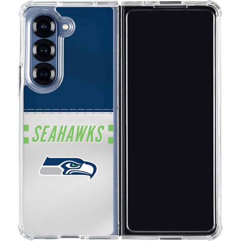 NFL Seattle Seahawks White Striped Galaxy Z Fold6 Clear Case