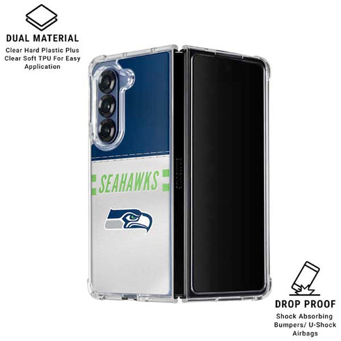 NFL Seattle Seahawks White Striped Galaxy Z Fold6 Clear Case