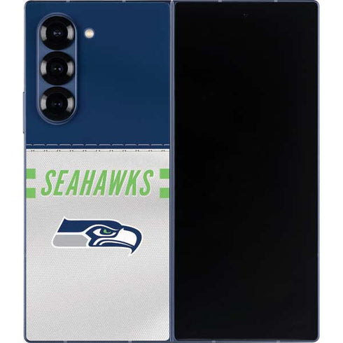 NFL Seattle Seahawks White Striped Galaxy Z Fold6 Skin
