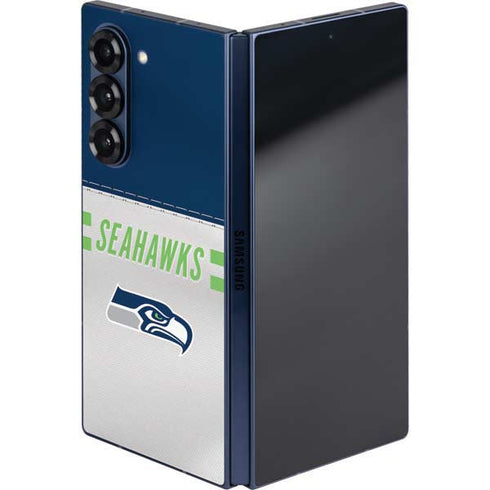 NFL Seattle Seahawks White Striped Galaxy Z Fold6 Skin