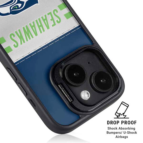 NFL Seattle Seahawks White Striped iPhone 14 Plus Kickstand Case
