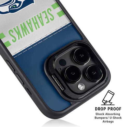 NFL Seattle Seahawks White Striped iPhone 14 Pro Kickstand Case