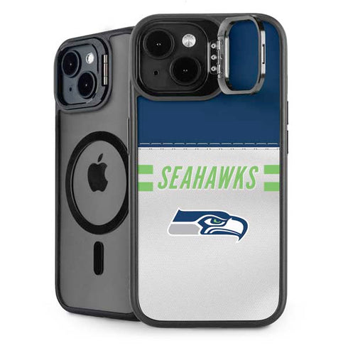 NFL Seattle Seahawks White Striped iPhone 15 Plus Kickstand Case