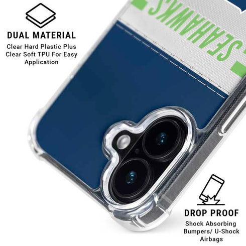 NFL Seattle Seahawks White Striped iPhone 16 Plus Clear Case